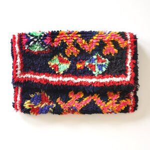 Azila Vintage Antique Moroccan Rug clutch Blk/NVY